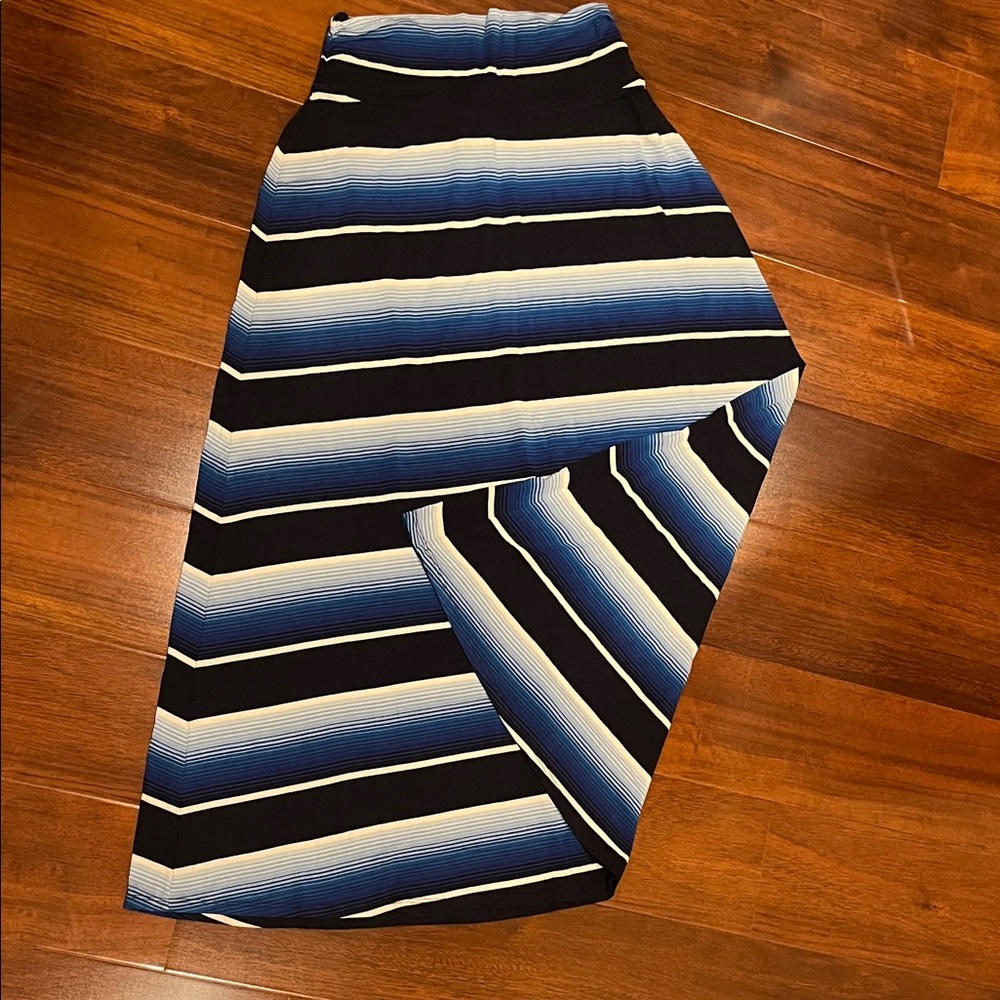 Merona Asymmetrical Skirt with Blue and White Stripes